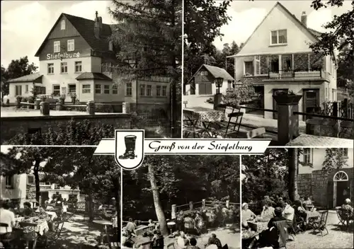 Ak Klettbach in Thüringen, Berggaststätte Stiefelburg, Terrassenpartie