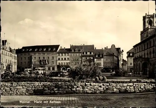 Ak Weimar in Thüringen, Marktplatz mit Rathaus