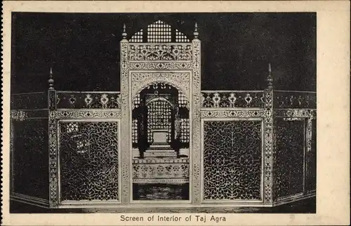 Ak Agra Indien, Taj, Screen of Interior