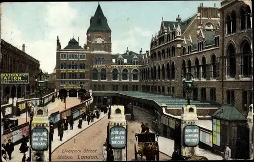 Ak London, Liverpool Street Station, Great Eastern Railway, West Side Suburban, Bahnhof