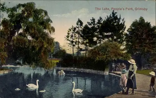 Ak Grimsby Lincolnshire England, The Lake, People's Park