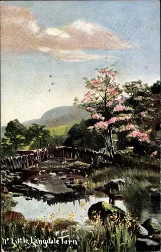 Ak Langdale Cumbria England, Flusspartie, Brücke