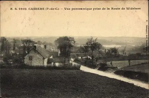 Ak Sainte Cécile Plage Camiers Pas de Calais, Vue panoramique prise de la Route de Widehem