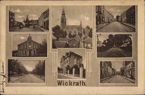 Ak Wickrath Mönchengladbach am Niederrhein, Kirche, Ortspartie