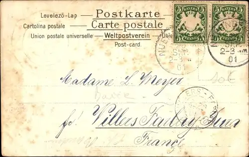 Präge Passepartout Ak Nürnberg in Mittelfranken, Blick vom Hallertor, Glücksklee