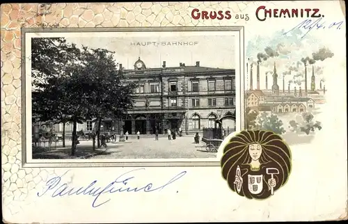 Passepartout Ak Chemnitz in Sachsen, Hauptbahnhof