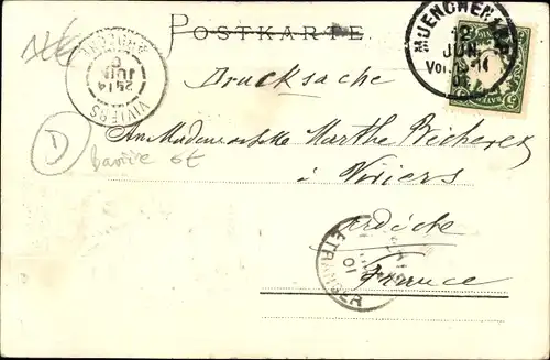 Präge Wappen Litho München, Marienplatz, Münchner Kindl