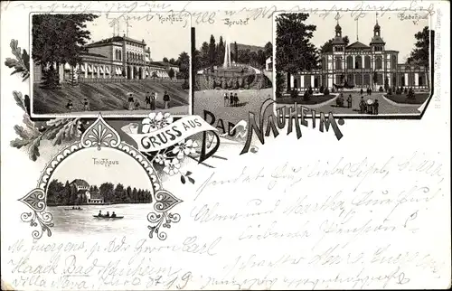 Litho Bad Nauheim in Hessen, Kurhaus, Sprudel, Badehaus, Teichhaus