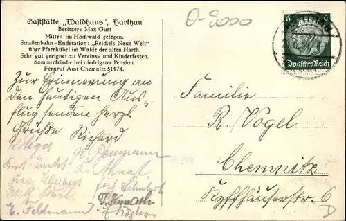 Ak Harthau Chemnitz, Gaststätte Waldhaus