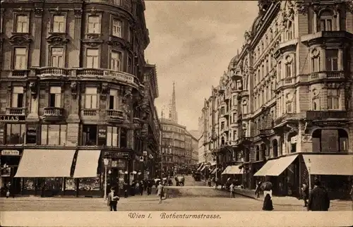 Ak Wien 1. Innere Stadt, Partie in der Rotenturmstraße, Geschäfte