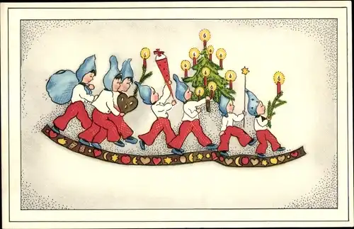 Ak Weihnachten, Tannenbaum, Kinder, Geschenke, Kerzen