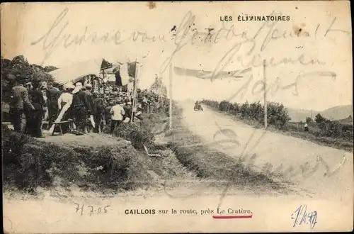 Ak Les Eliminatoires. Caillois sur la route, pres Le Cratere, Motorrennsport, Rennwagen