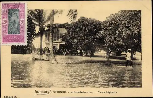 Ak Cotonou Dahomey Benin, Les Inondations 1925, L'Ecole Regionale