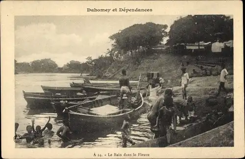 Ak Dahomey Benin, Le Bain dans le Fleuve