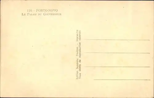 Ak Porto Novo Dahomey Benin, Le Palais du Gouverneur