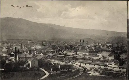 Ak Maribor Marburg an der Drau Slowenien, Gesamtansicht, Bahnhof