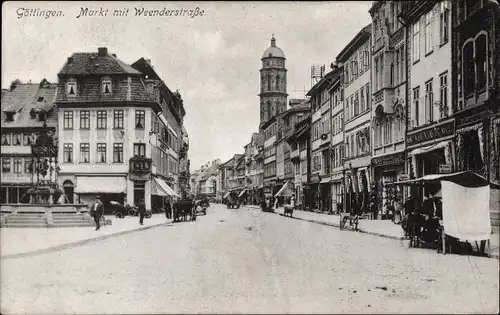 Ak Göttingen in Niedersachsen, Markt, Weenderstraße, Geschäfte