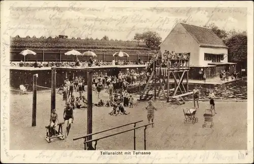 Ak Schelkau Teuchern im Burgenlandkreis, Erholungsstätte Bad Schelkau, Teilansicht, Terrasse