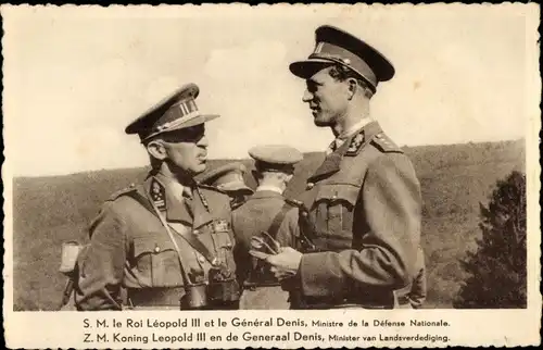 Ak König Leopold III. von Belgien, General Denis, Verteidigungsminister