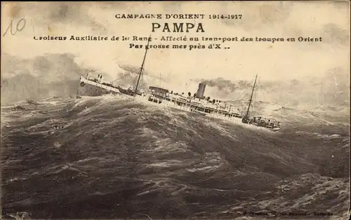 Ak Französisches Kriegsschiff Pampa, Croiseur Auxiliaire de 1. Rang
