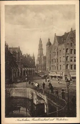 Ak Amsterdam Nordholland Niederlande, Raadhuisstraat met Westertoren