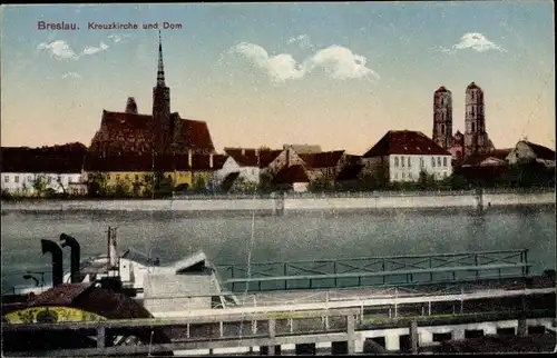 Ak Wrocław Breslau Schlesien, Kreuzkirche und Dom