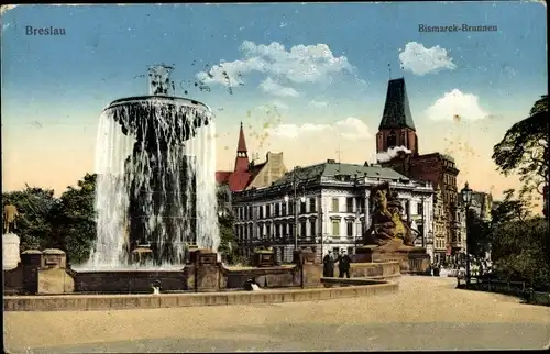Ak Wrocław Breslau Schlesien, Bismarckbrunnen