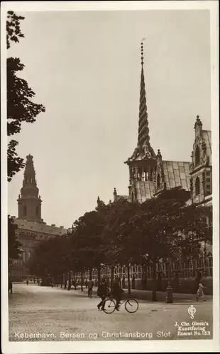 Ak København Kopenhagen Dänemark, Borsen og Christiansborg Slot