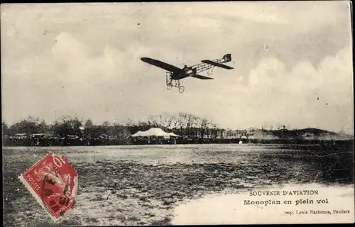 Ak Souvenir d'Aviation, Monoplan en plein vol