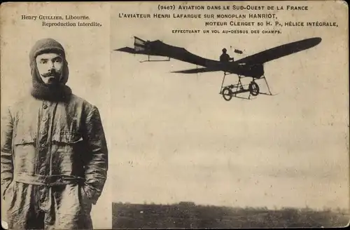 Ak Aviation dans le Sud Ouest de la France, Aviateur Henry Guillier, Monoplan Hanriot