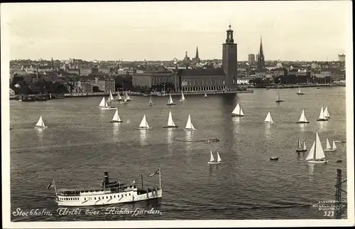 Ak Stockholm Schweden, Utsikt över Riddarfjärden