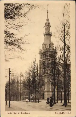 Ak Apeldoorn Gelderland, Groote Kerk, Loolaan