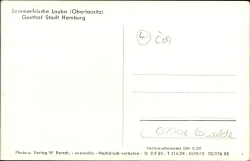 Ak Lauba Lawalde in der Oberlausitz, Gasthof Stadt Hamburg, Blumenwiese