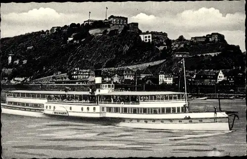 Ak Ehrenbreitstein Koblenz am Rhein, Festung, Dampfer Bismarck