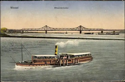 Ak Wesel am Niederrhein, Rheinbrücke