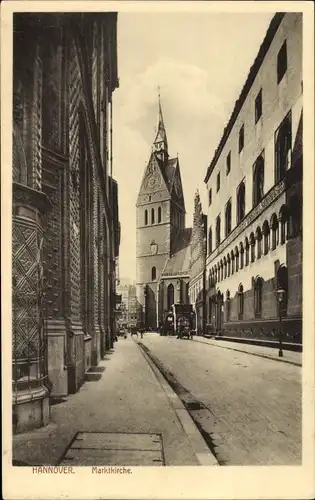 Ak Hannover in Niedersachsen, Blick zur Marktkirche, Straßenpartie