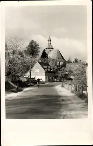 Ak Jonsdorf in Sachsen, Dorfstraße, Kirche