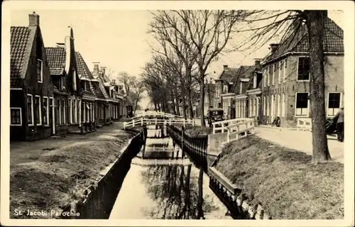 Ak St Jacobi Parochie Friesland Niederlande, Kanaal, Häuser