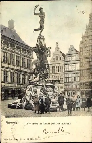 Ak Anvers Antwerpen Flandern, La fontaine de Brabo par Jef Lambeau