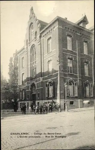 Ak Charleroi Wallonien Hennegau, College du Sacre-Coeur, L'Entree principale, Rue de Moutigny