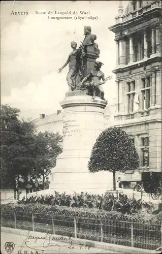 Ak Anvers Antwerpen Flandern, Buste de Leopold de Wael bourgmestre