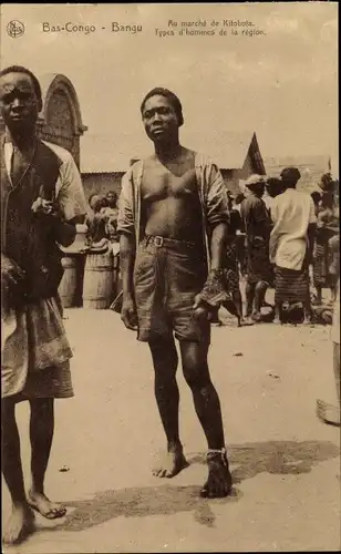 Ak Bas Congo, Bangu, Au Marché de Kitobola, Types d'hommes de la region, afrikanische Männer