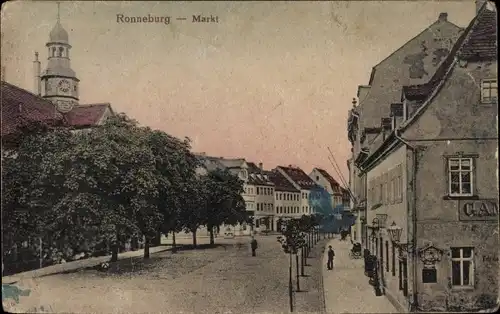 Ak Ronneburg im Kreis Greiz Thüringen, Markt, Straßenpartie