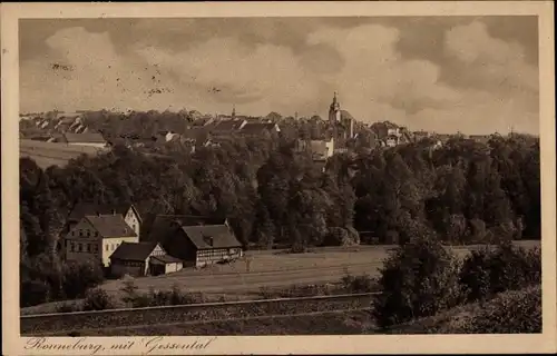 Ak Ronneburg in Thüringen, Totale mit Gessental