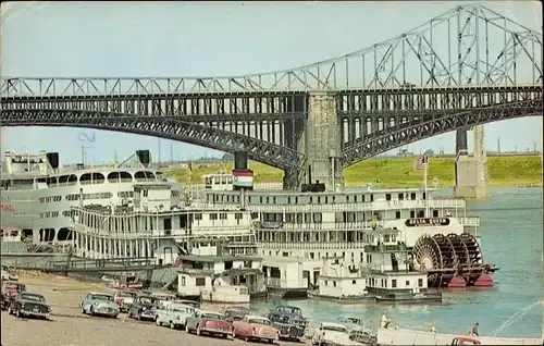 Ak Saint Louis Missouri USA, Steamboats on Riverfront, Mississippi Levee, Delta Queen, Goldenrod