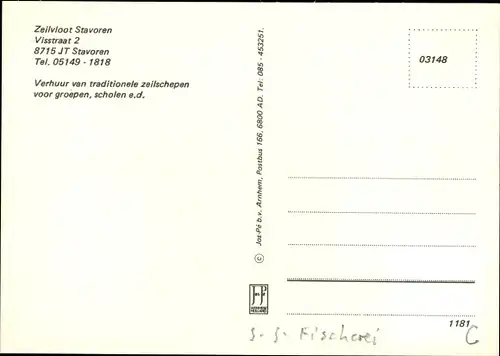 Ak Stavoren Friesland, Zeilvloot, Segelschiffe und Boote, Visstraat 2