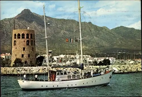 Ak Marbella Puerto Banus Spanien, Segelboot, Runddturm