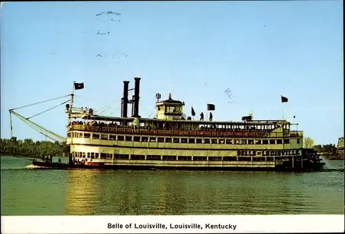 Ak Louisville Kentucky USA, Belle of Louisville, Indiana shore in the background