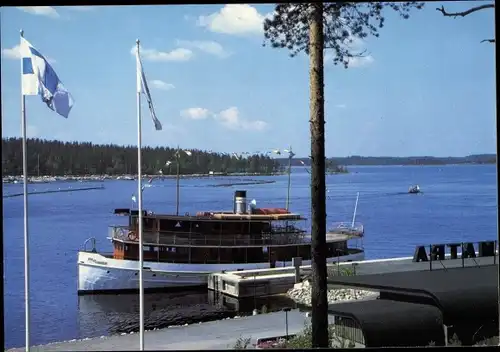 Ak Imatra Finnland, Schiff am Anleger, Flaggen