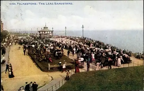 Ak Folkestone Kent South East England, The Leas Bandstand